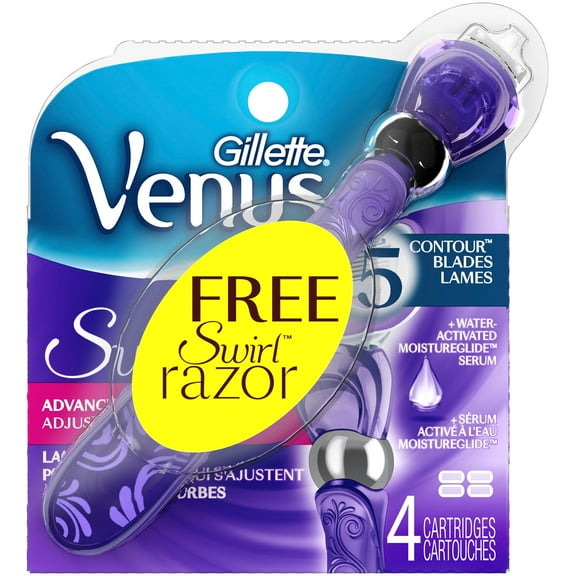 Gillette Venus Swirl Razor Cartridges with Free Swirl Razor 4 ct Box