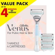 Gillette Venus for Pubic Hair and Skin, Women's Razor Handle + 4 Refills