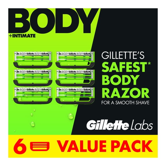Gillette Labs Razor Blade Refills for Body & Intimate, 6 Count