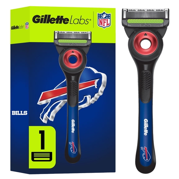 Gillette Labs Official Bills Licensed Razor for Men, Perfect for Game Day Grooming, Gillette Labs with Exfoliating Bar, 1 Handle, 1 Blade Refill
