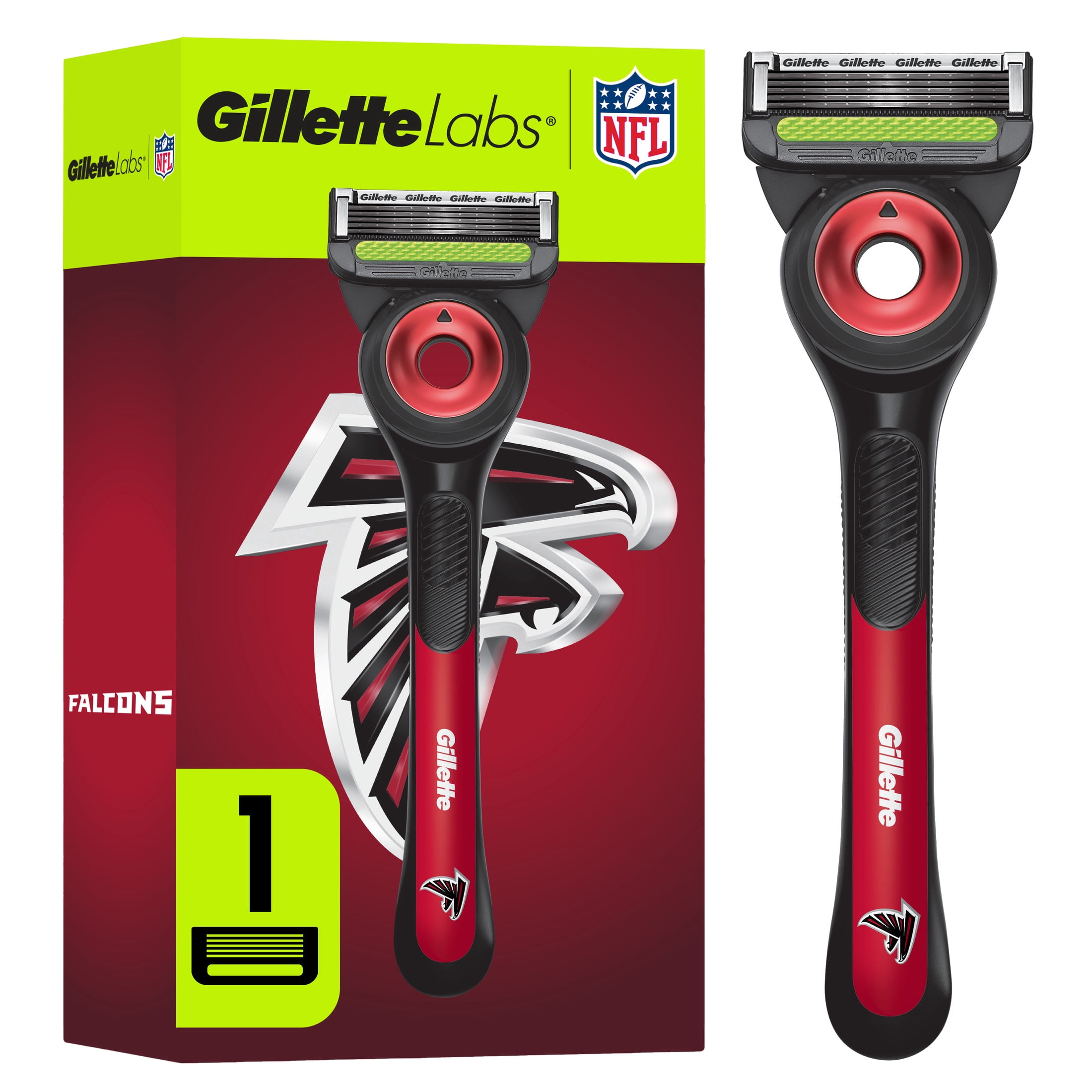 Gillette Labs Official Falcons Licensed Razor for Men, Perfect for Game Day Grooming, Gillette Labs with Exfoliating Bar, 1 Handle, 1 Blade Refill