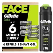 Gillette Labs Exfoliating Bar Razor, 6ct Blade Refills, 7oz Rapid Foaming Shave Gel