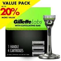 GilletteLabs with Exfoliating Bar by Gillette Razor for Men - 1 Handle, 4 Razor Blade Refills, Includes Premium Magnetic Stand