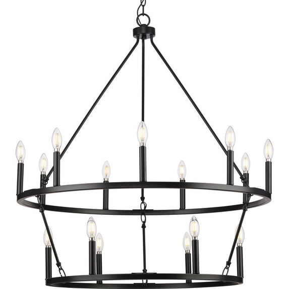 Gilliam Collection Nine-Light Matte Black New Traditional Chandelier