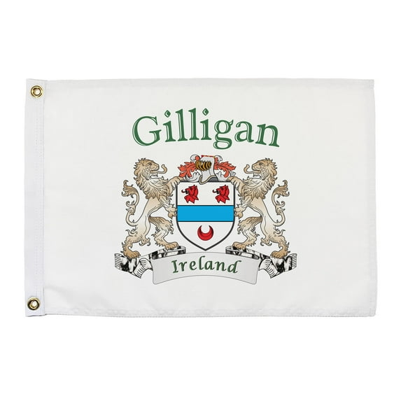 Gilligan Irish Coat of Arms Small White Flag - 16"x10.5" inches