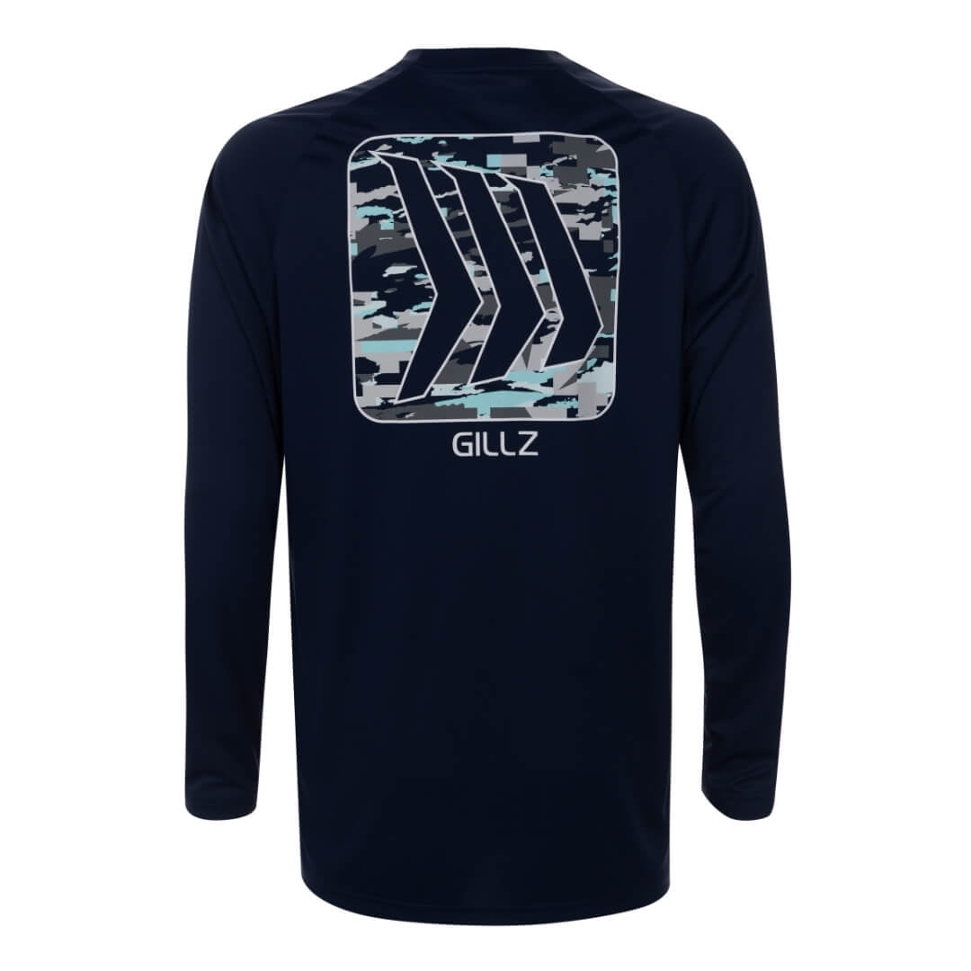 Gillz Dress Blues Men's Contender Series Long Sleeve UV Fishing Tee, Size: Small