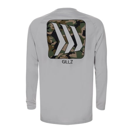 Gillz Glacier Grey Men's Contender Series Long Sleeve UV Fishing Tee