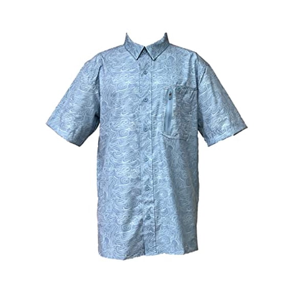 Gillz Men's SS Deep Sea Woven Shirt (as1, Alpha, l, Regular, Regular, Blue)