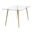 thumbnail image 1 of Gilman Rectangular 64-inch Glass Top Dining Table Gold, 1 of 5