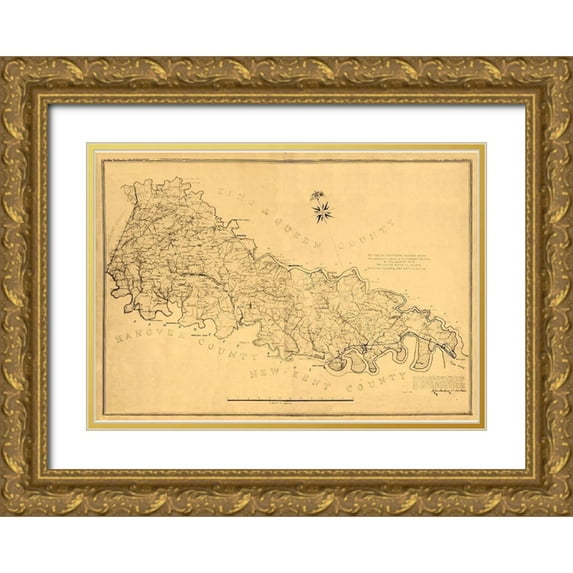 Gilmer 32x24 Gold Ornate Wood Framed with Double Matting Museum Art Print Titled - King William County Virginia - Gilmer 1865