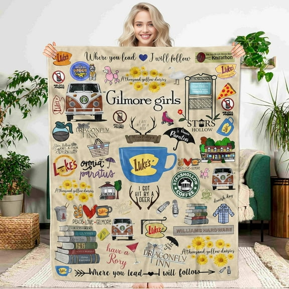 Gilmore Blanket Girls Flannel Throw Blanket Ultra-Soft Fleece Throw Blanket Suitable for All Seasons Couch Bed Living Room 60x50 Inch Beige