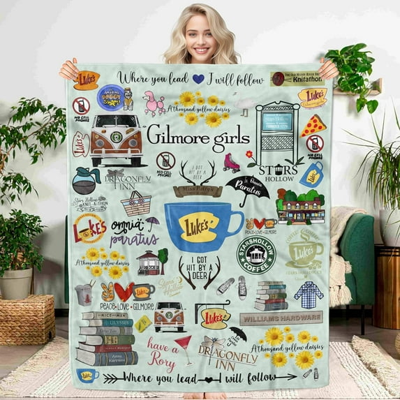 Gilmore Blanket Girls Flannel Throw Blanket Ultra-Soft Fleece Throw Blanket Suitable for All Seasons Couch Bed Living Room 60x50 Inch Beige