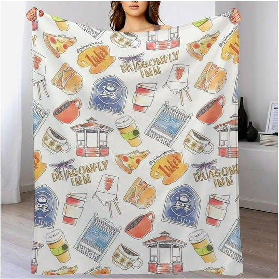Gilmore Flannel Throw Blanket, Girls Blanket 40" x 50", 50" x 60", 60" x 80", White Nap Blanket Sofa Blanket (50"x60", BB)