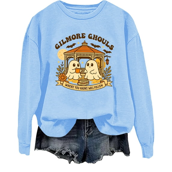 Gilmore Ghouls Halloween Sweatshirt Where You Haunt I Will Follow Shirt Cute Ghost Spooky Tops
