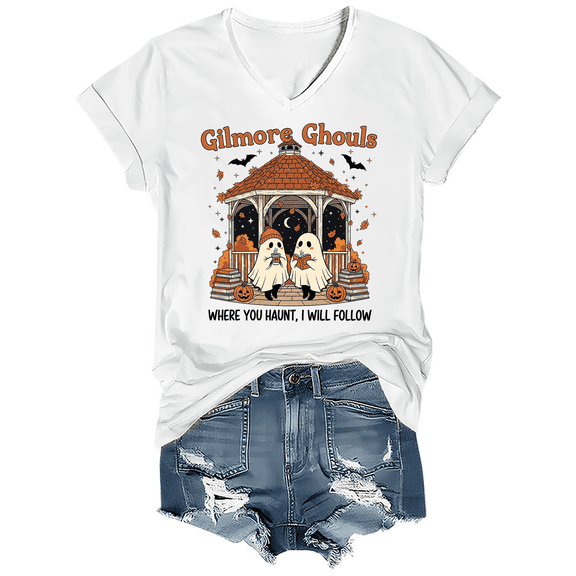 Gilmore Ghouls Shirt Gilmore Ghouls Where You Haunt I Will Follow T-Shirt V-Neck