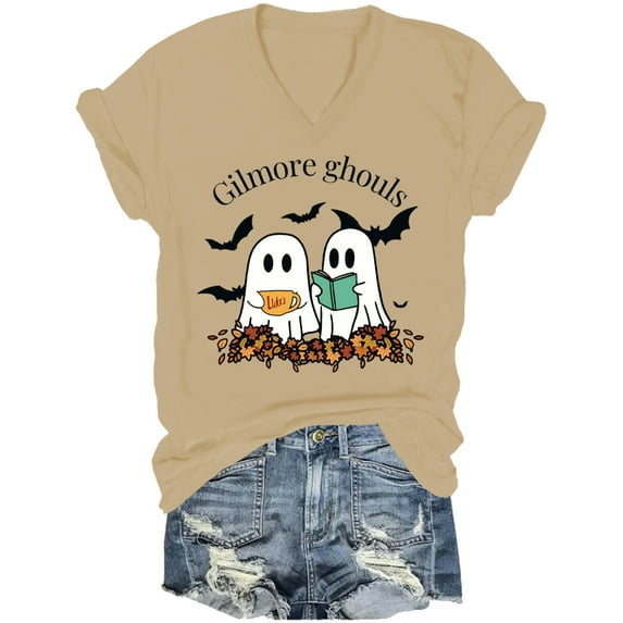 Gilmore Ghouls V Neck Shirt Stars Hallow T-Shirt Funny Halloween Tshirt Ghost Tee Unisex