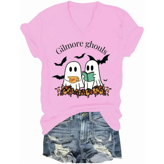 Gilmore Ghouls V Neck Shirt Stars Hallow T-Shirt Funny Halloween Tshirt Ghost Tee Unisex