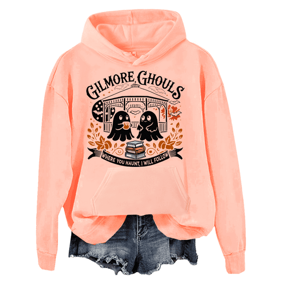 Gilmore Ghouls Where You Haunt I Will Follow Halloween Boo Hoodie Women Halloween Boo Graphic Sweatshirt Unisex