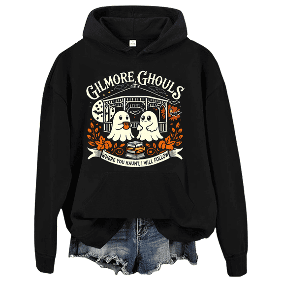 Gilmore Ghouls Where You Haunt I Will Follow Halloween Boo Hoodie Women Halloween Boo Graphic Sweatshirt Unisex