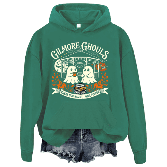 Gilmore Ghouls Where You Haunt I Will Follow Halloween Boo Hoodie Women Halloween Boo Graphic Sweatshirt Unisex