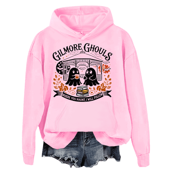 Gilmore Ghouls Where You Haunt I Will Follow Halloween Boo Hoodie Women Halloween Boo Graphic Sweatshirt Unisex