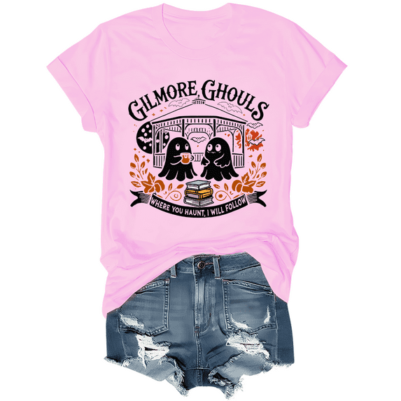 Gilmore Ghouls Where You Haunt I Will Follow Halloween Boo T-Shirt Women Halloween Boo Graphic Shirt Unisex