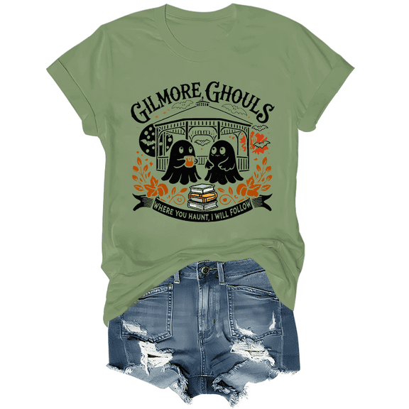 Gilmore Ghouls Where You Haunt I Will Follow Halloween Boo T-Shirt Women Halloween Boo Graphic Shirt Unisex