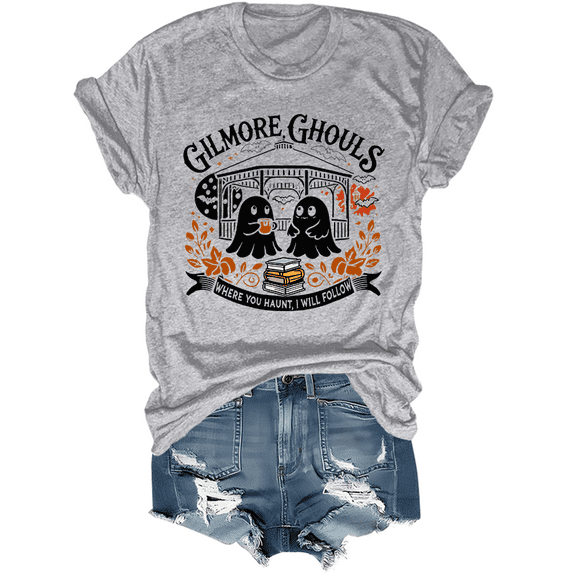 Gilmore Ghouls Where You Haunt I Will Follow Halloween Boo T-Shirt Women Halloween Boo Graphic Shirt Unisex