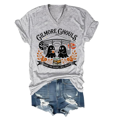 thumbnail image 1 of Gilmore Ghouls Where You Haunt I Will Follow Halloween Boo T-Shirt Women Halloween Boo Graphic Shirt V Neck Unisex, 1 of 7