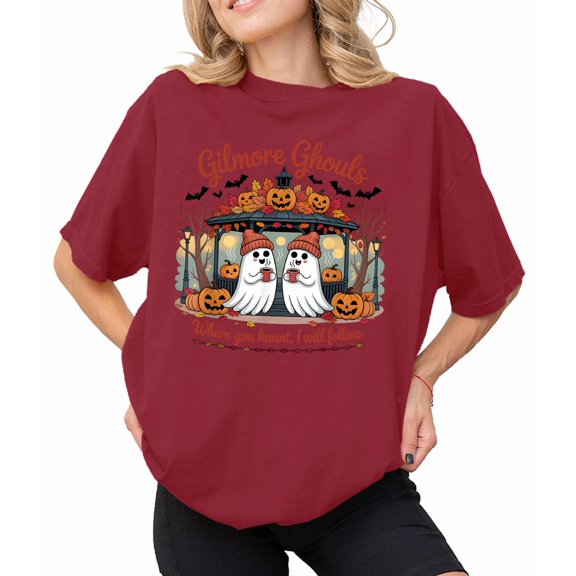 Gilmore Ghouls Where You Haunt I Will Follow Halloween Shirt Women Halloween T-Shirt Graphic Tee