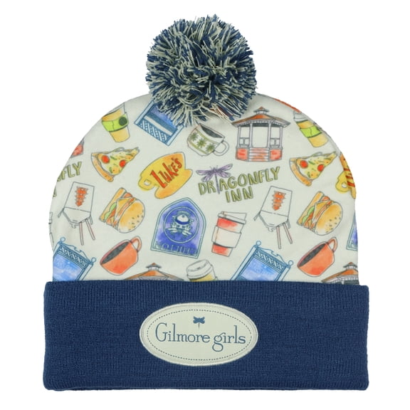 Gilmore Girls Beanie Stars Hallow Lukes Diner Chilton Dragonfly Inn Fleece Sublimated Overlay Knit Cuffed Winter Hat OSFM