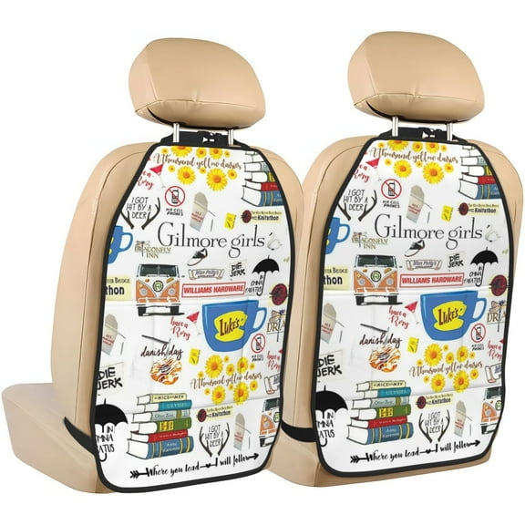 Gilmore Girls Car Back Seat Organizer 2 Pack Anti-Kick Storage Mats with Storage Pockets, Universal Vehicle Seat Kick Protectors from Footprints, Scratches 18.5x26.4 Inches