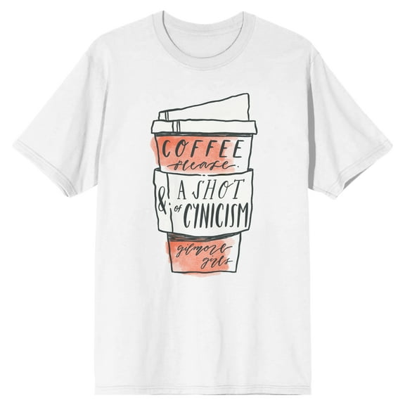 Gilmore Girls Coffee Please & a Shot of Cynicism Men's White Graphic Tee-Medium
