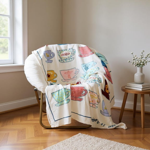 Gilmore Girls Silk Touch Throw Blanket with Coffee Cup Quilt Pattern, All Ages, Multicolor, 50" x 70"