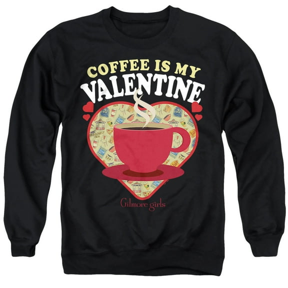 Gilmore Girls Coffee is my Valentine Unisex Adult Crewneck Sweatshirt, Black, Small
