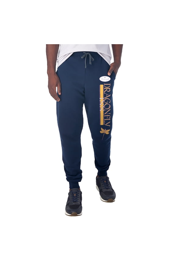 Dragon Fly Inn Unisex Jogger Sweatpants with Pockets for Men and Women, Navy, Small