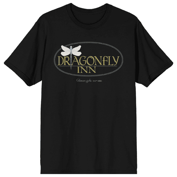 Gilmore Girls Dragonfly Inn Adult Black Crew Neck Short Sleeve T-shirt - Medium