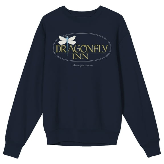 Gilmore Girls Dragonfly Inn Adult Navy Crew Neck Long Sleeve Sweatshirt - Medium