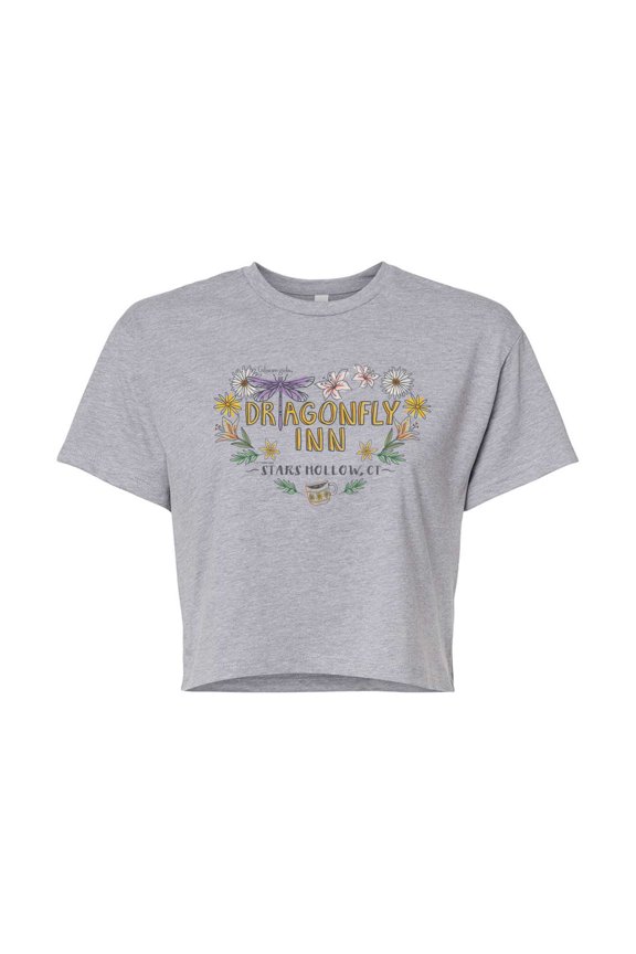 - Dragonfly Inn - Juniors Cropped Short Sleeve Graphic T-Shirt