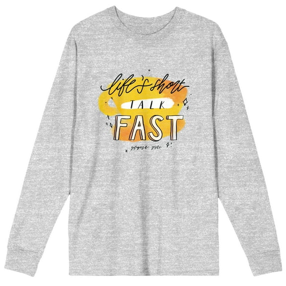 Gilmore Girls Life's Short Talk Fast Men's Heather Grey Long Sleeve Shirt-Small