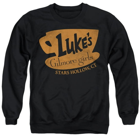 Gilmore Girls Luke's Coffee Logo Unisex Adult Crewneck Sweatshirt, Black, 3X-Large