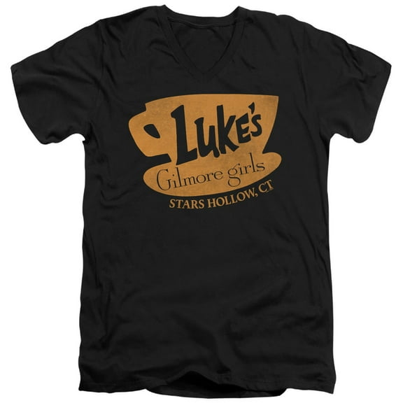 Gilmore Girls Luke's Coffee Logo Unisex Adult V-Neck T Shirt (Large) Black