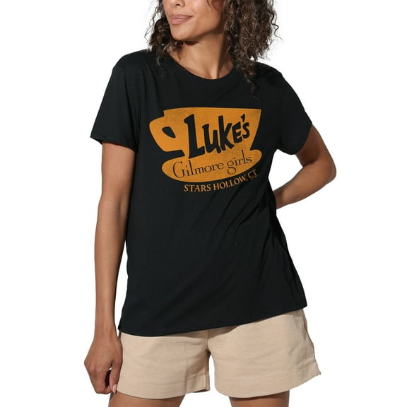 Gilmore Girls Luke's Coffee Logo Women's Loose T-Shirt, Black, Medium