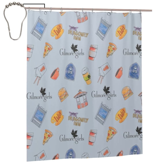 Gilmore Girls Shower Curtain, Waterproof Washable Decorative Shower Curtain for Bathroom Bathtub, Bath Accessories Decor Set with 12 Hooks 60x72Inch Iron