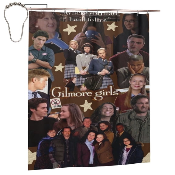 Gilmore Girls Shower Curtain, Waterproof Washable Decorative Shower Curtain for Bathroom Bathtub, Bath Accessories Decor Set with 12 Hooks 60x72Inch Iron
