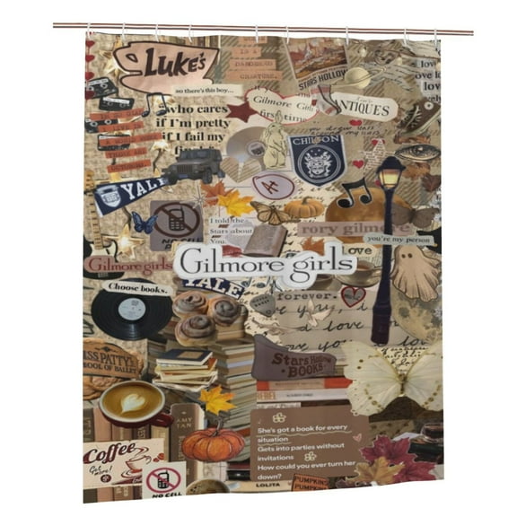 Gilmore Girls Shower Curtain, Waterproof Washable Decorative Shower Curtain for Bathroom Bathtub, Bath Accessories Decor Set with 12 Hooks 60x72Inch Plastic