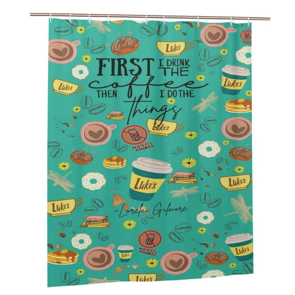 Gilmore Girls Shower Curtain, Waterproof Washable Decorative Shower Curtain for Bathroom Bathtub, Bath Accessories Decor Set with 12 Hooks 60x72Inch Plastic