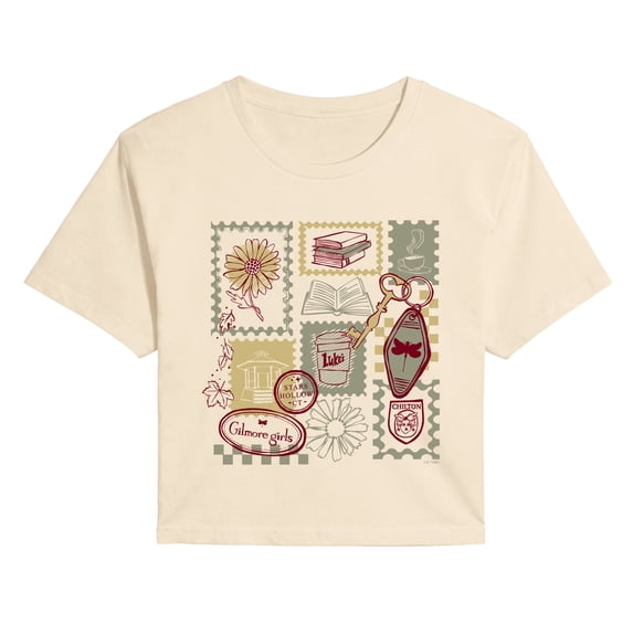 Gilmore Girls - Stamp Collage - Juniors Cropped Graphic T-Shirt
