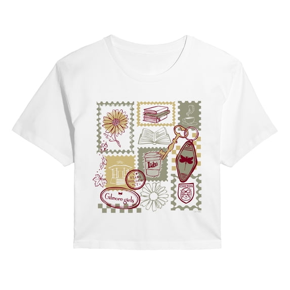 Gilmore Girls - Stamp Collage - Juniors Cropped Graphic T-Shirt