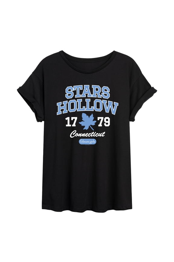 - Stars Hollow Collegiate - Juniors Oversized Graphic T-Shirt